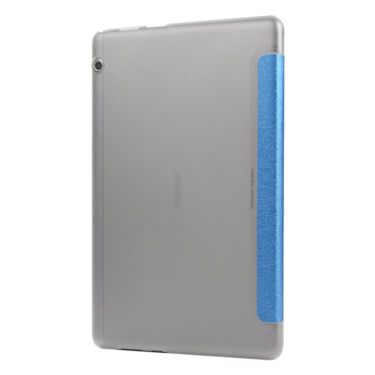 Silk Texture Tri-fold Stand PU Leather Cover for Huawei MediaPad T5 10 - Sky Blue-5