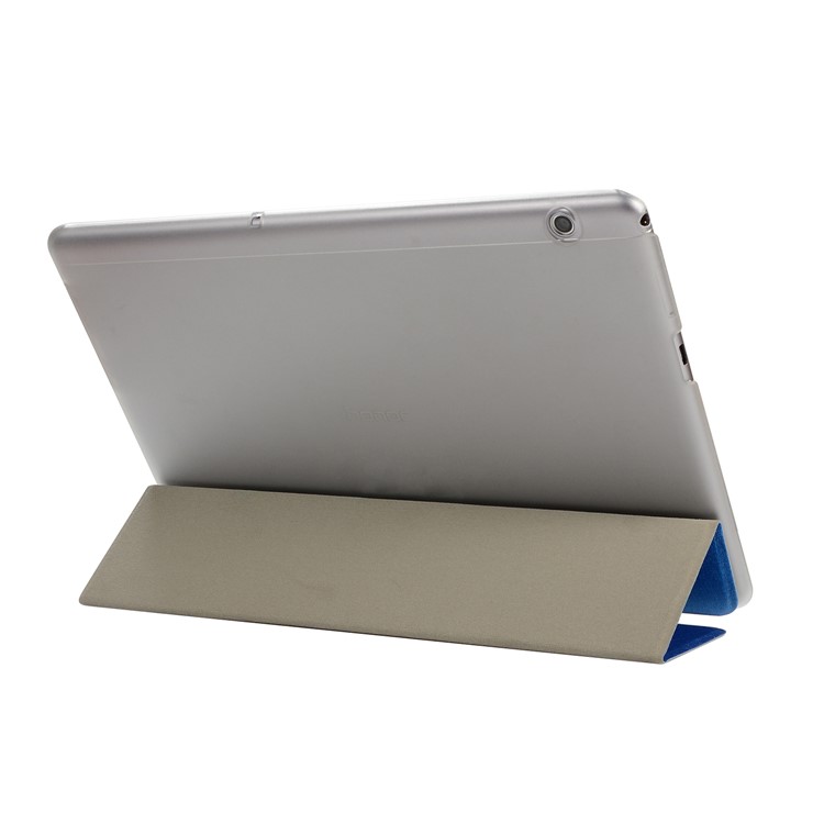 Silk Texture Tri-fold Stand PU Leather Cover for Huawei MediaPad T5 10 - Sky Blue-6