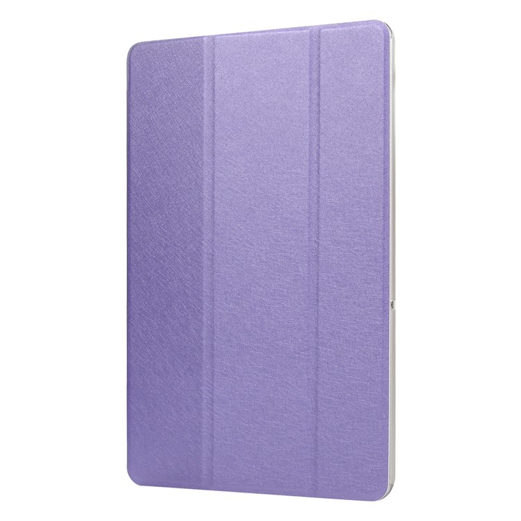 Silk Texture Tri-fold Stand PU Leather Shell for Huawei MediaPad T5 10 - Purple-2