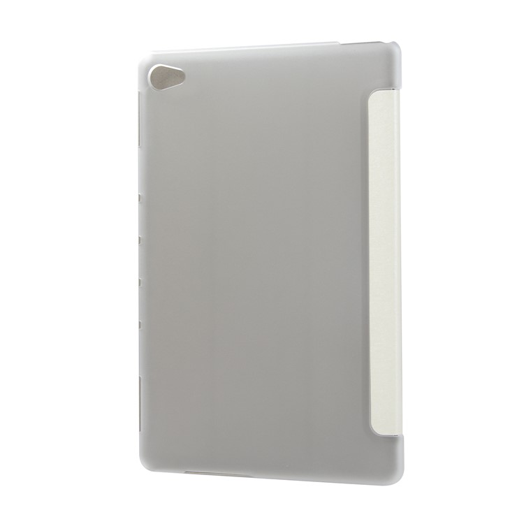 Silk Texture Tri-fold Stand Leather Protection Cover for Huawei MediaPad M5 lite 10 / C5 10 - White-2