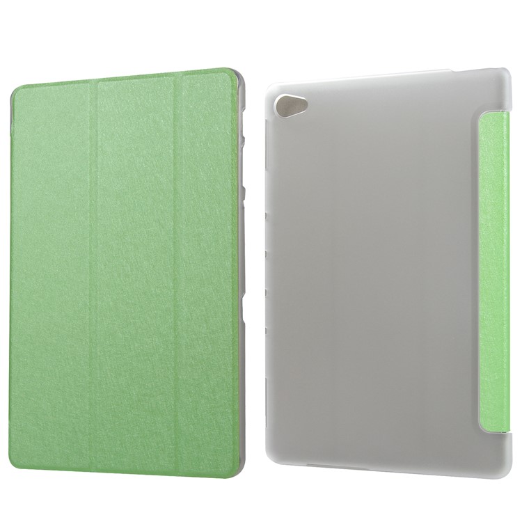 Silk Texture Tri-fold Stand PU Leather Flip Case for Huawei MediaPad M5 lite 10 / C5 10 - Green-1