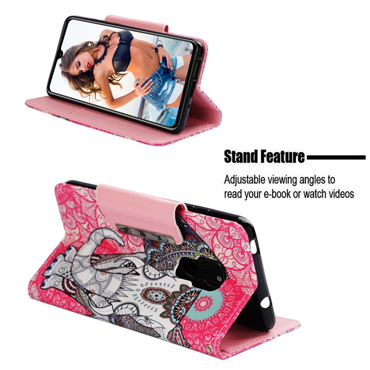 Pattern Printing Cross Texture Leather Wallet Cover for Huawei Mate 20 - Elephant-4