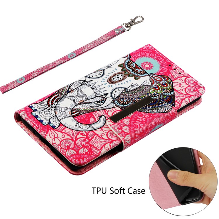 Pattern Printing Cross Texture Leather Wallet Cover for Huawei Mate 20 - Elephant-5