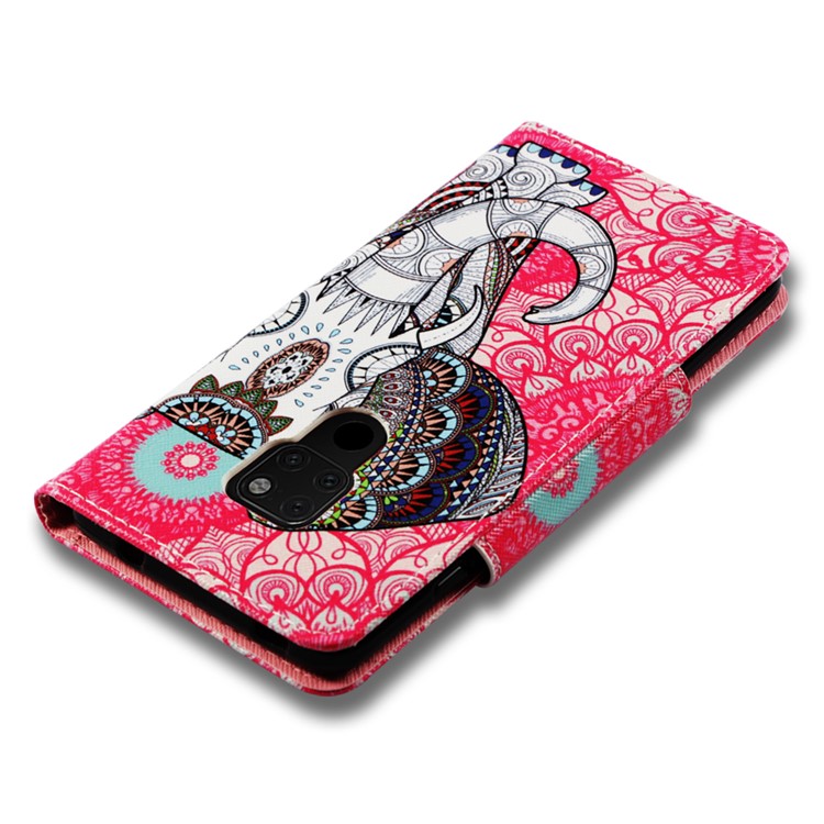 Pattern Printing Cross Texture Leather Wallet Cover for Huawei Mate 20 - Elephant-7