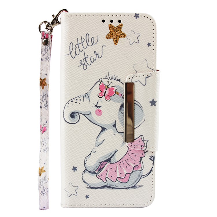 Pattern Printing Cross Texture Leather Wallet Case Cover for Huawei Mate 20 - Elephant and Stars-2