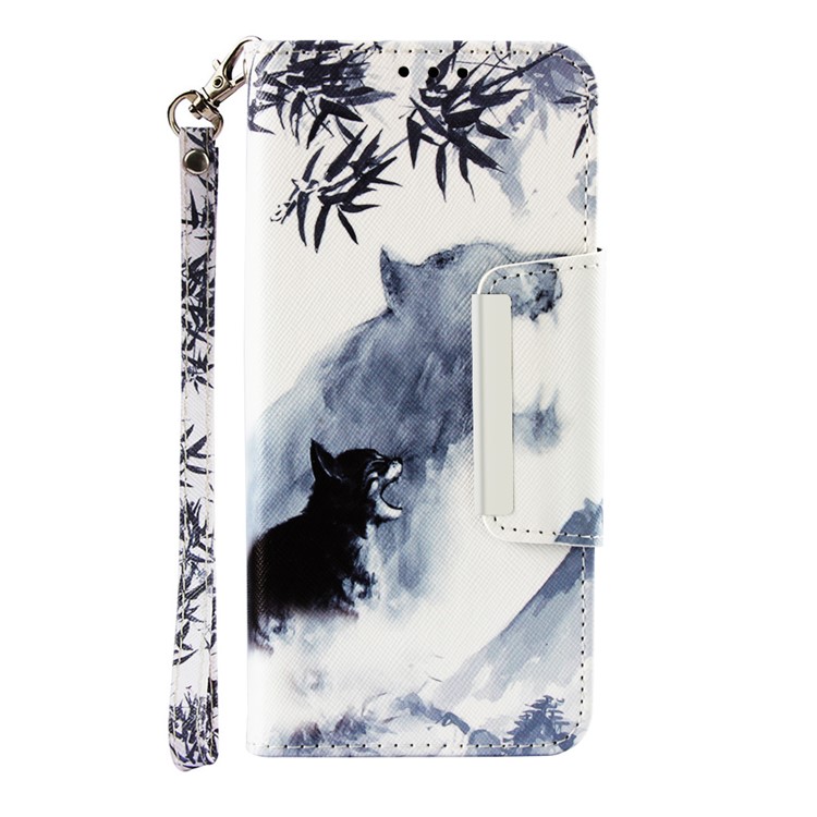 Pattern Printing Cross Texture Leather Wallet Shell Case for Huawei Mate 20 - Wolf-2