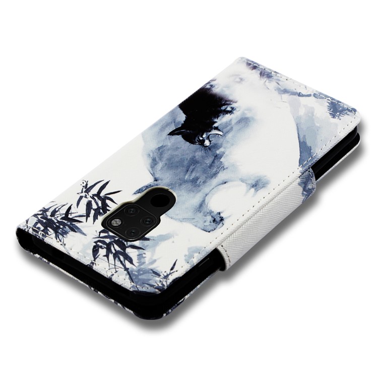 Pattern Printing Cross Texture Leather Wallet Shell Case for Huawei Mate 20 - Wolf-7