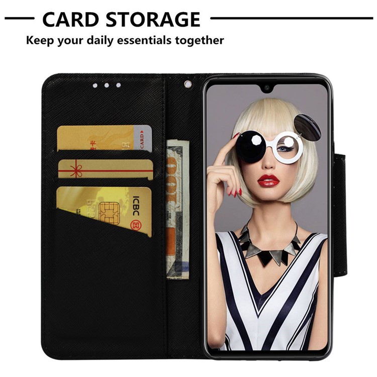 Pattern Printing Cross Texture Leather Wallet Shell Case for Huawei Mate 20 - Wolf-8