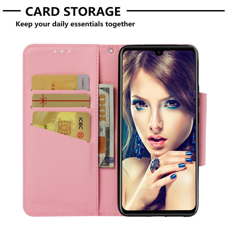 Pattern Printing Cross Texture Leather Wallet Stand Case for Huawei Mate 20 - Lovely Cat Wearing Glasses-8