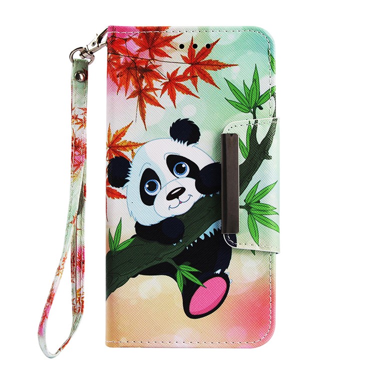 Pattern Printing Cross Texture PU Leather Wallet Case for Huawei Mate 20 - Panda-2