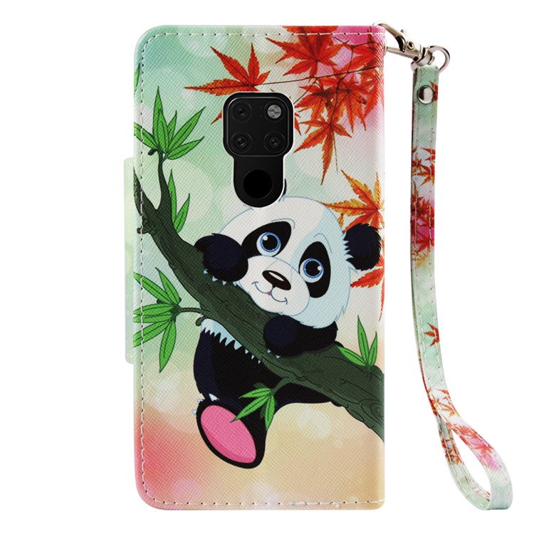 Pattern Printing Cross Texture PU Leather Wallet Case for Huawei Mate 20 - Panda-3