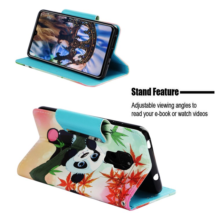Pattern Printing Cross Texture PU Leather Wallet Case for Huawei Mate 20 - Panda-4
