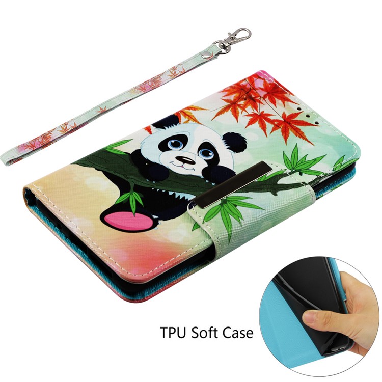 Pattern Printing Cross Texture PU Leather Wallet Case for Huawei Mate 20 - Panda-5