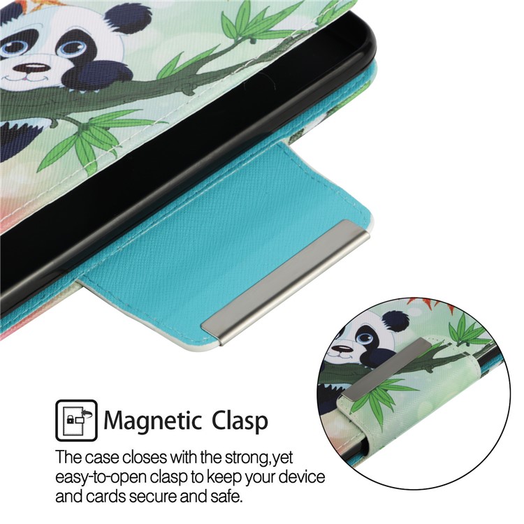Pattern Printing Cross Texture PU Leather Wallet Case for Huawei Mate 20 - Panda-6