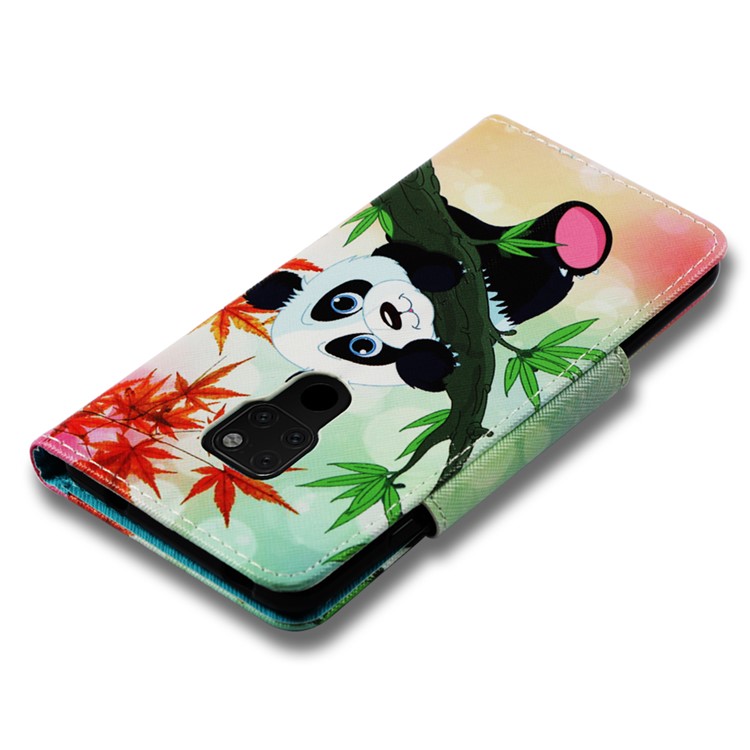 Pattern Printing Cross Texture PU Leather Wallet Case for Huawei Mate 20 - Panda-7