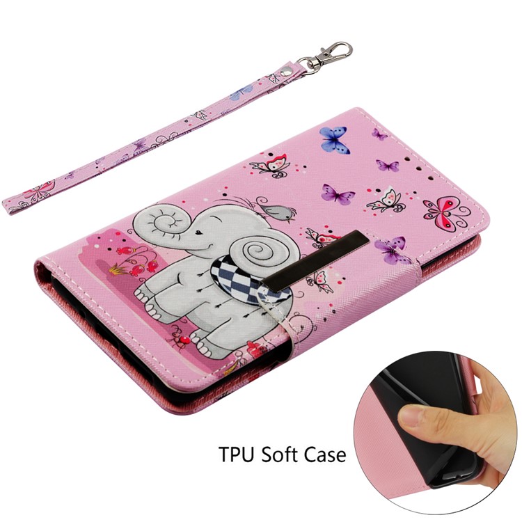 Pattern Printing Cross Texture Magnetic Leather Stand Case for Huawei Mate 20 - Elephant and Butterfly-5