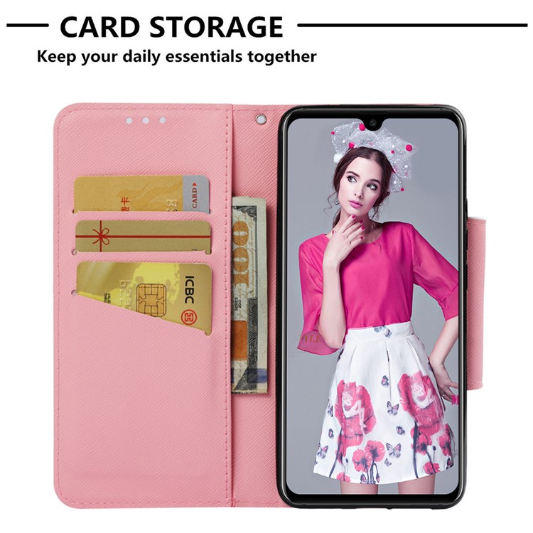 Pattern Printing Cross Texture Magnetic Leather Stand Cover for Huawei Mate 20 - Elephant and Flowers-8