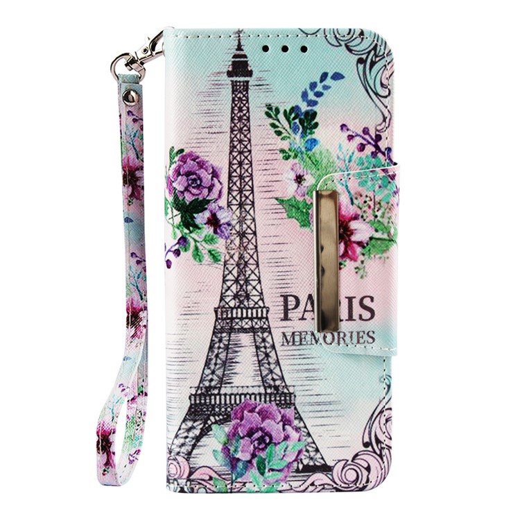 Pattern Printing Cross Texture Stand Leather Wallet Case for Huawei Mate 20 - Eiffel Tower-2