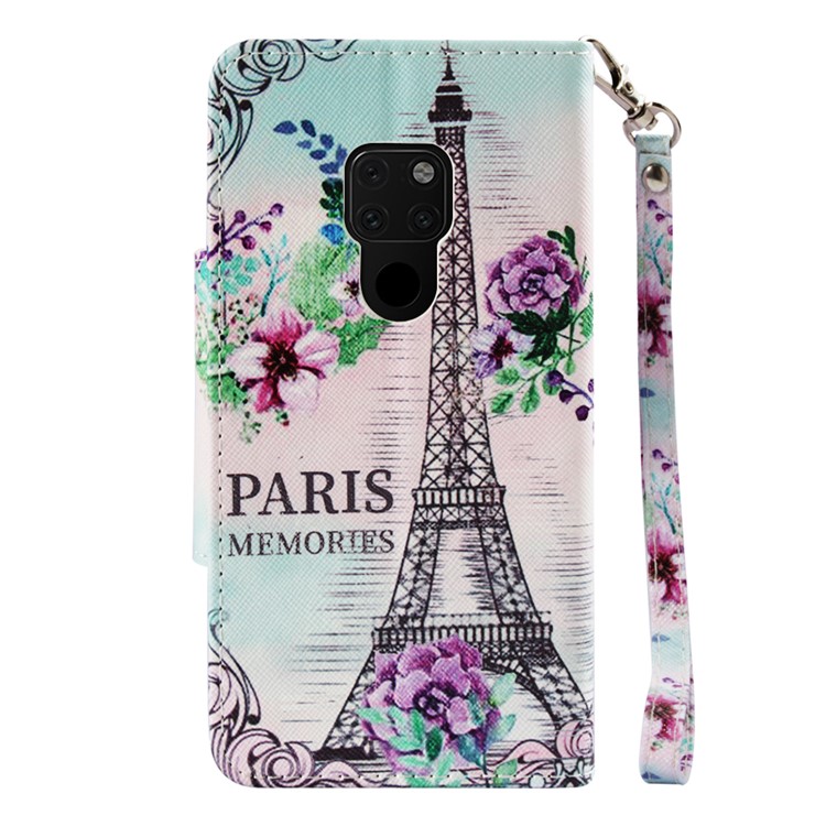 Pattern Printing Cross Texture Stand Leather Wallet Case for Huawei Mate 20 - Eiffel Tower-3