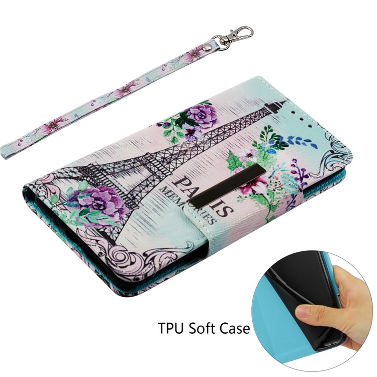Pattern Printing Cross Texture Stand Leather Wallet Case for Huawei Mate 20 - Eiffel Tower-5