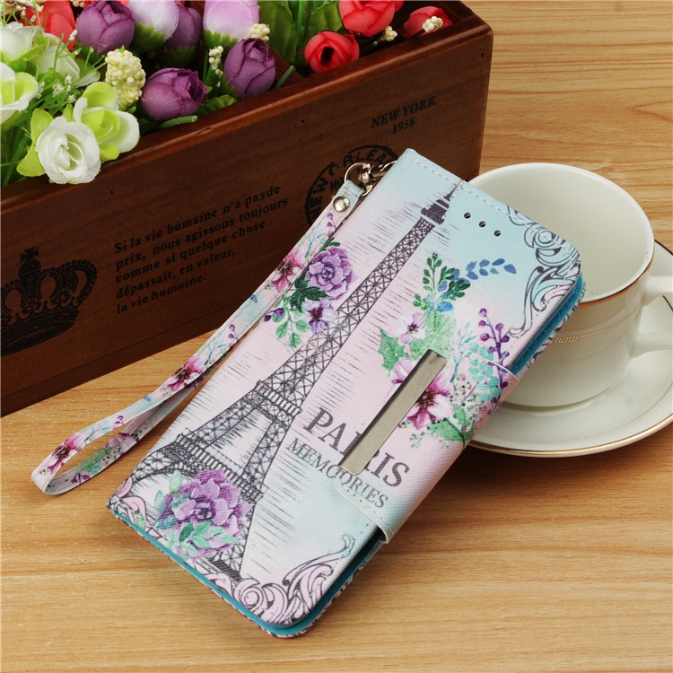 Pattern Printing Cross Texture Stand Leather Wallet Case for Huawei Mate 20 - Eiffel Tower-9