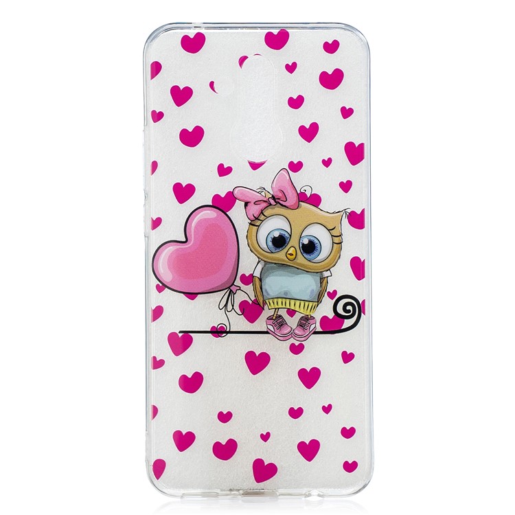 Pattern Printing IMD TPU Flexible Shell Case for Huawei Mate 20 Lite - Owl and Hearts-1