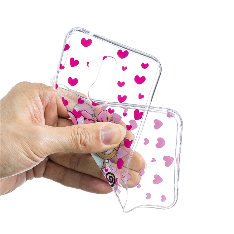 Pattern Printing IMD TPU Flexible Shell Case for Huawei Mate 20 Lite - Owl and Hearts-4