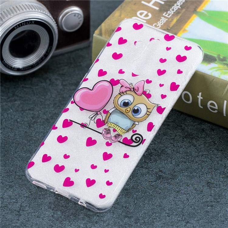 Pattern Printing IMD TPU Flexible Shell Case for Huawei Mate 20 Lite - Owl and Hearts-5