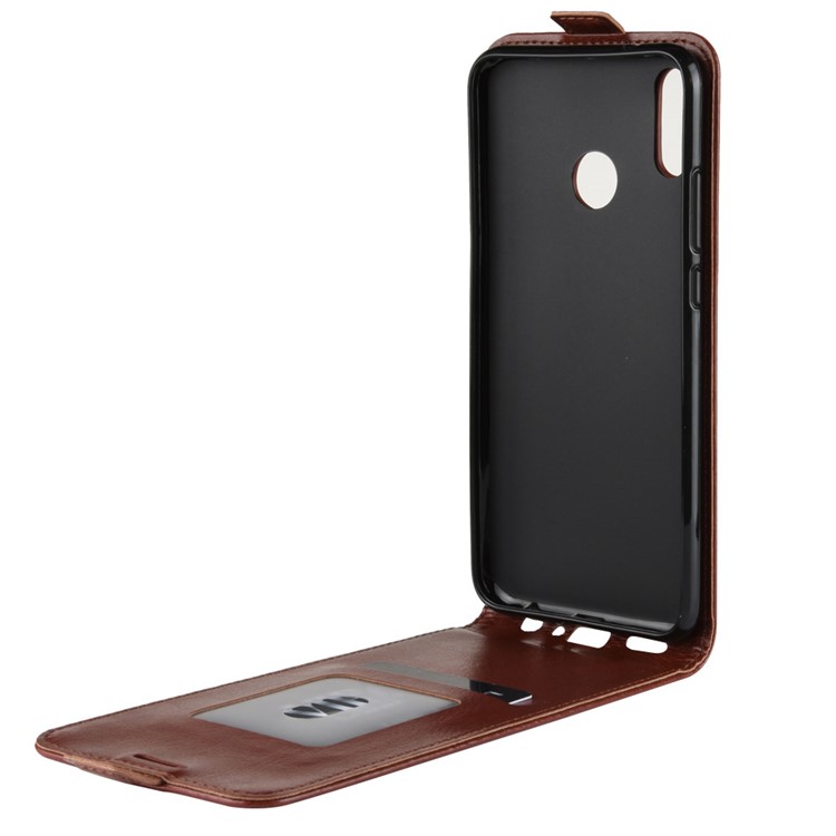 Crazy Horse Vertical Leather Card Holder Case for Huawei Honor 10 Lite / P Smart (2019) - Brown-5