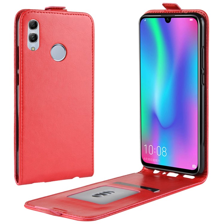 Crazy Horse Vertical Leather Cover with Card Slot for Huawei Honor 10 Lite / P Smart (2019) - Red-1