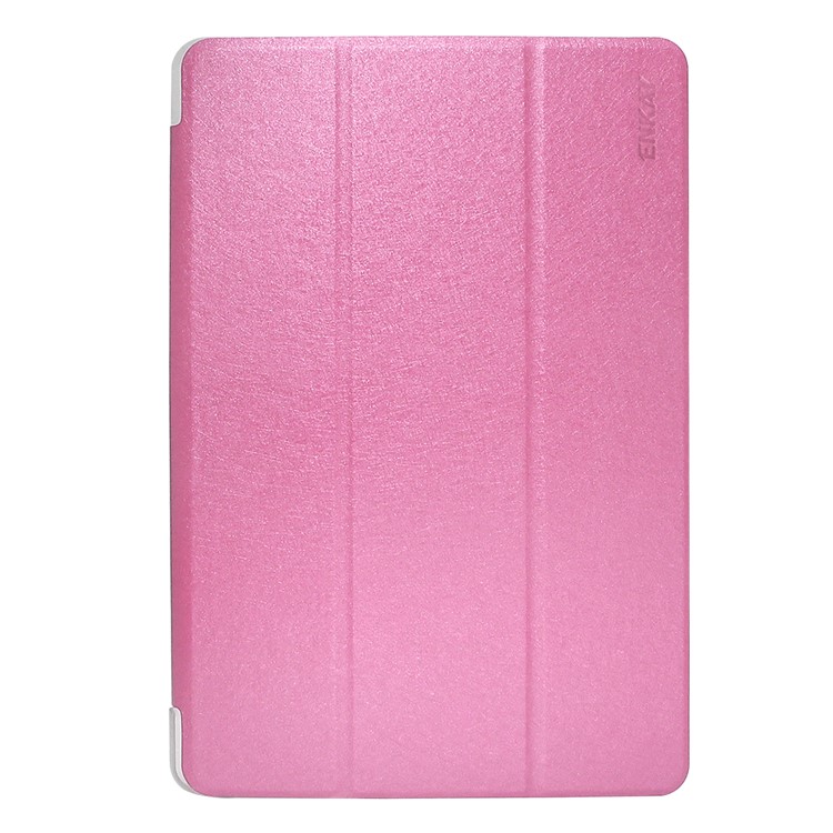 ENKAY Silk Texture PU Leather Smart Shell with Tri-fold Stand for Huawei MediaPad M5 lite 10 - Rose-1