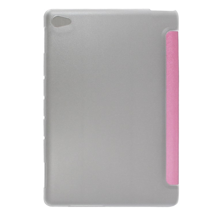 ENKAY Silk Texture PU Leather Smart Shell with Tri-fold Stand for Huawei MediaPad M5 lite 10 - Rose-2
