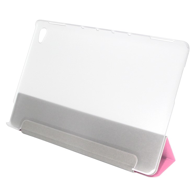 ENKAY Silk Texture PU Leather Smart Shell with Tri-fold Stand for Huawei MediaPad M5 lite 10 - Rose-3