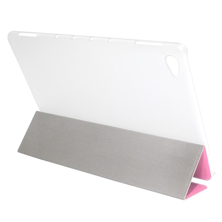 ENKAY Silk Texture PU Leather Smart Shell with Tri-fold Stand for Huawei MediaPad M5 lite 10 - Rose-4