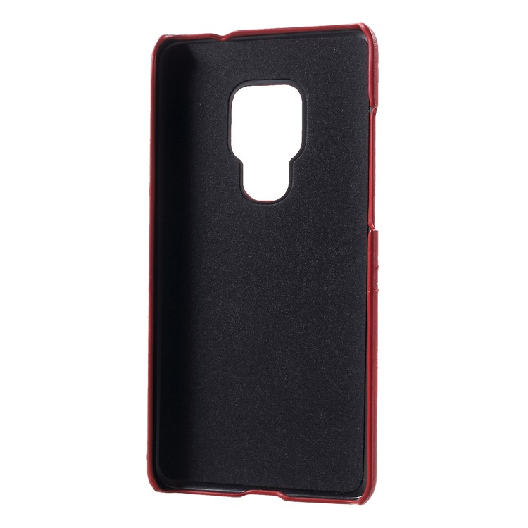 Dual Card Slots PU Leather Coated PC Hard Case for Huawei Mate 20 - Red-5