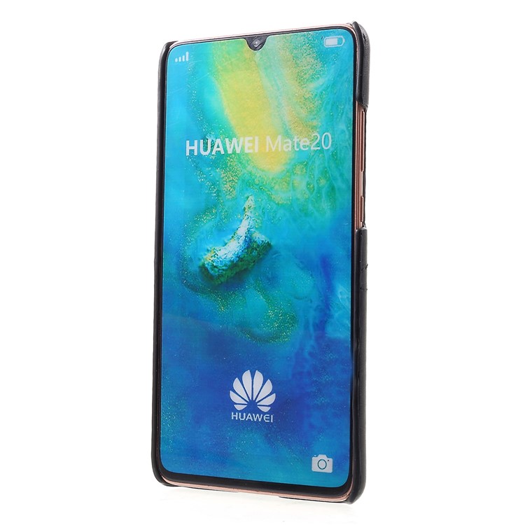 Dual Card Slots PU Leather Coated PC Hard Cover for Huawei Mate 20 - Black-2