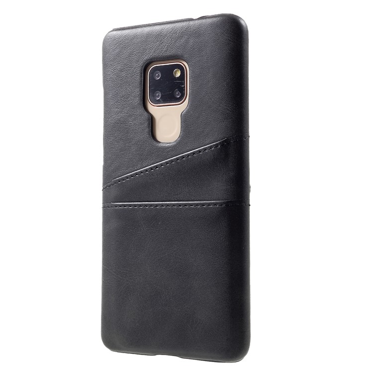 Dual Card Slots PU Leather Coated PC Hard Cover for Huawei Mate 20 - Black-3