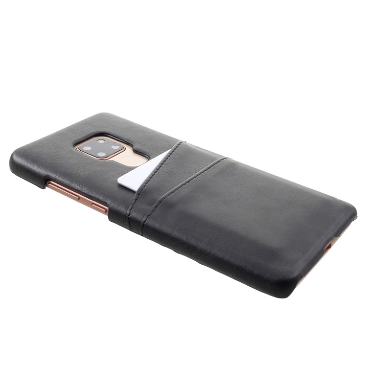 Dual Card Slots PU Leather Coated PC Hard Cover for Huawei Mate 20 - Black-4