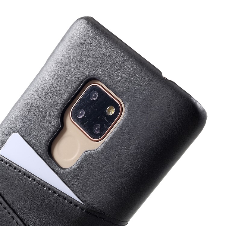 Dual Card Slots PU Leather Coated PC Hard Cover for Huawei Mate 20 - Black-5