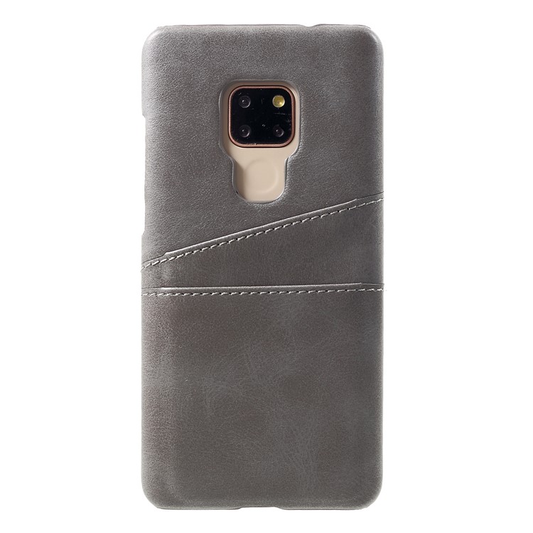 Dual Card Slots PU Leather Coated PC Hard Shell for Huawei Mate 20 - Grey-1