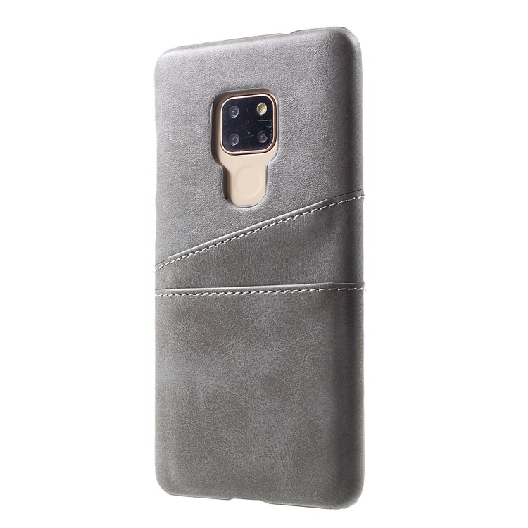 Dual Card Slots PU Leather Coated PC Hard Shell for Huawei Mate 20 - Grey-3