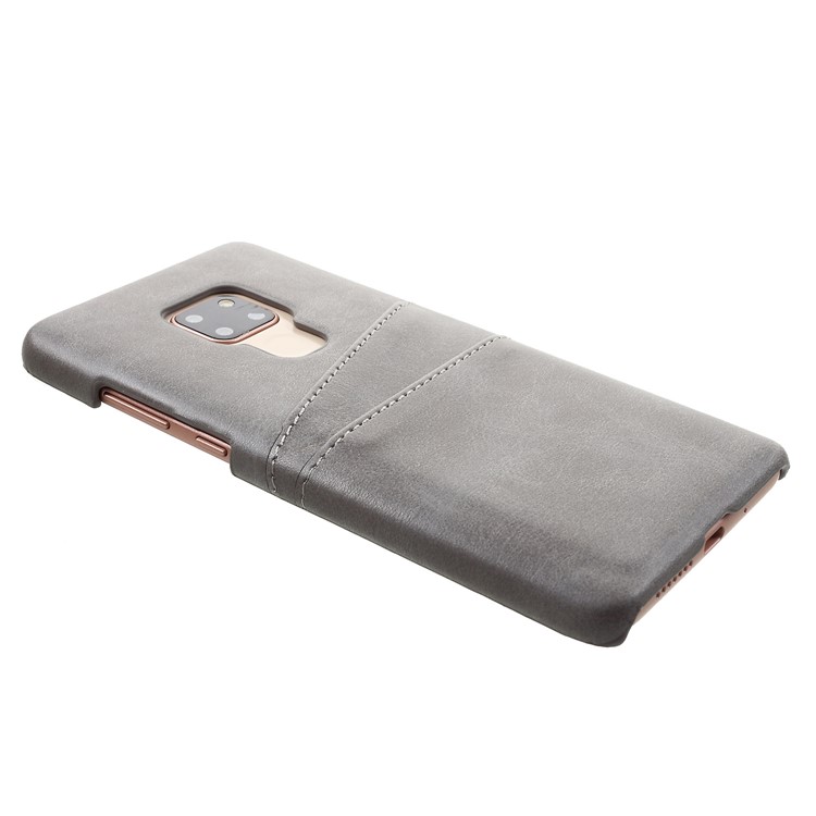 Dual Card Slots PU Leather Coated PC Hard Shell for Huawei Mate 20 - Grey-4