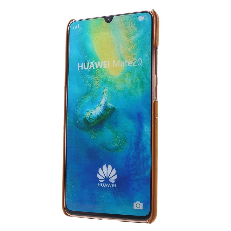 Dual Card Slots PU Leather Coated PC Hard Casing for Huawei Mate 20 - Brown-2