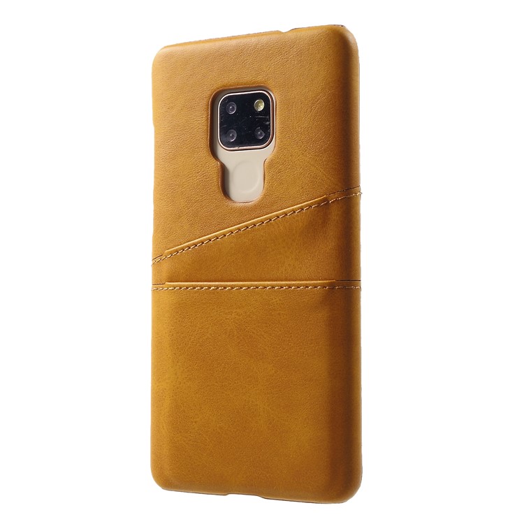 Dual Card Slots PU Leather Coated PC Hard Casing for Huawei Mate 20 - Brown-3