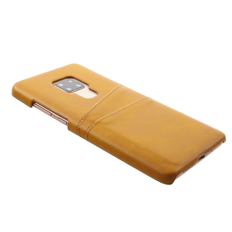 Dual Card Slots PU Leather Coated PC Hard Casing for Huawei Mate 20 - Brown-4