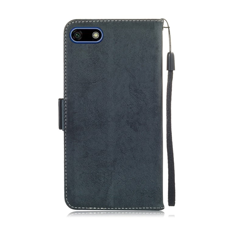 Retro Style PU Leather Protection Phone Cover Shell for Huawei Y5 (2018) / Y5 Prime (2018) / Honor 7s / Play 7 - Dark Blue-3