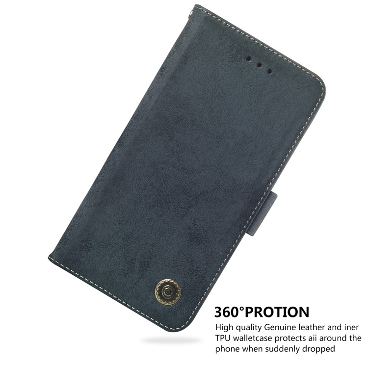 Retro Style PU Leather Protection Phone Cover Shell for Huawei Y5 (2018) / Y5 Prime (2018) / Honor 7s / Play 7 - Dark Blue-6
