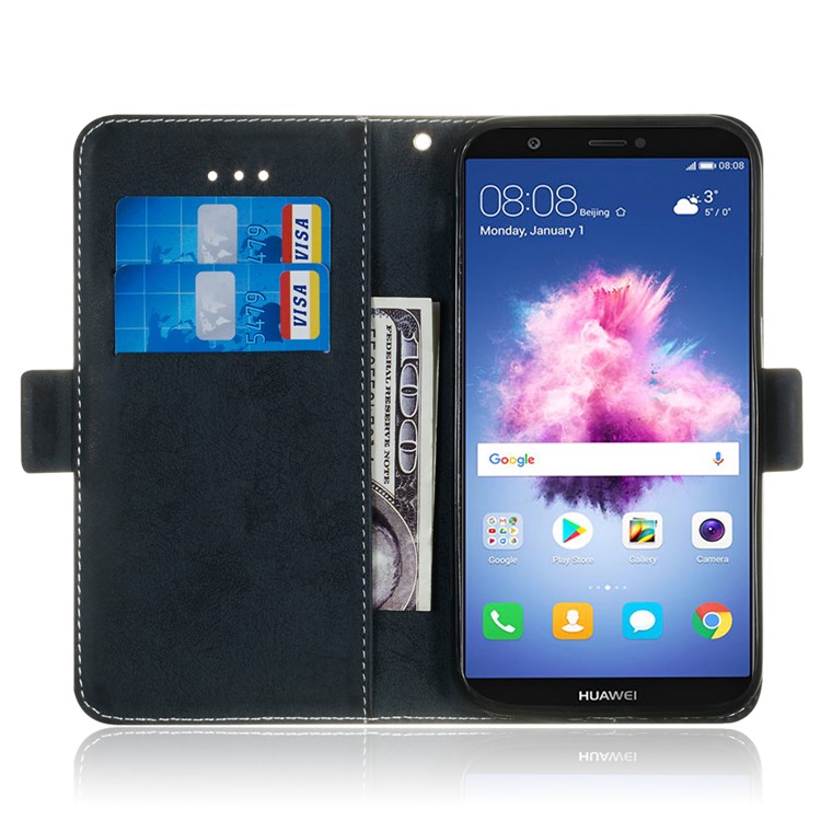 Retro Style PU Leather Protection Phone Cover Shell for Huawei Y5 (2018) / Y5 Prime (2018) / Honor 7s / Play 7 - Dark Blue-8