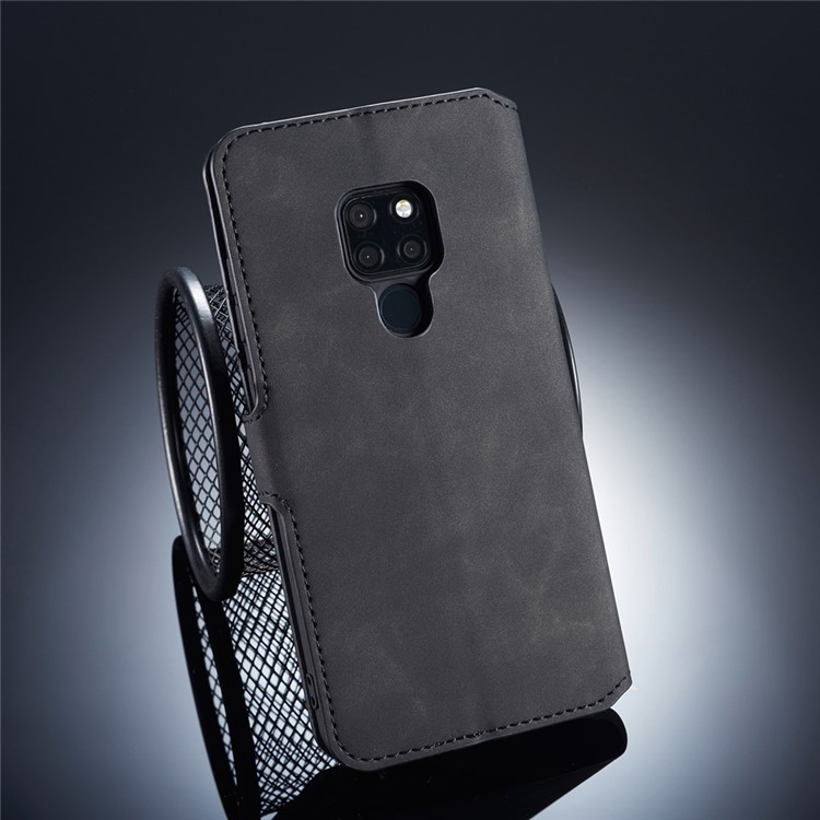DG.MING Retro Style Leather Wallet Phone Case for Huawei Mate 20 - Black-2