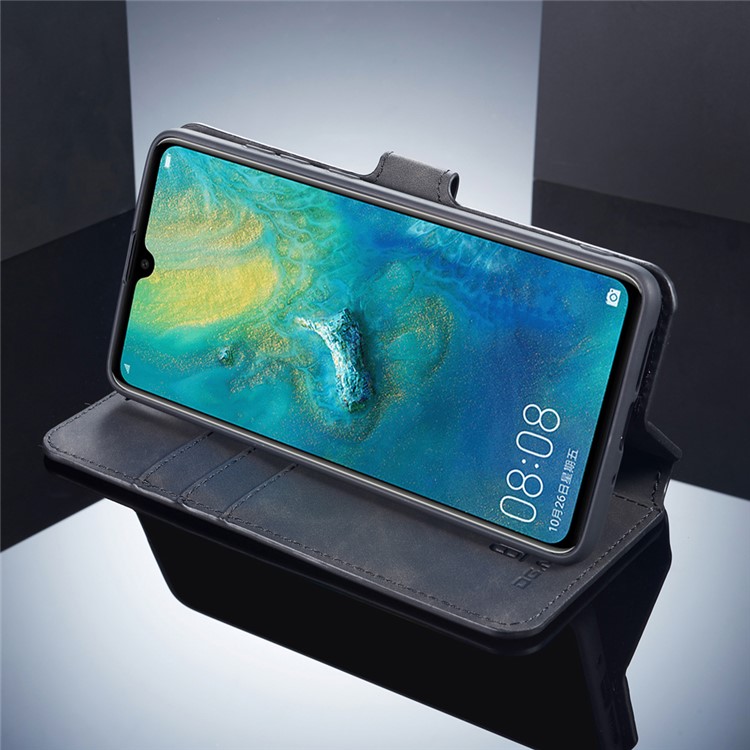 DG.MING Retro Style Leather Wallet Phone Case for Huawei Mate 20 - Black-4